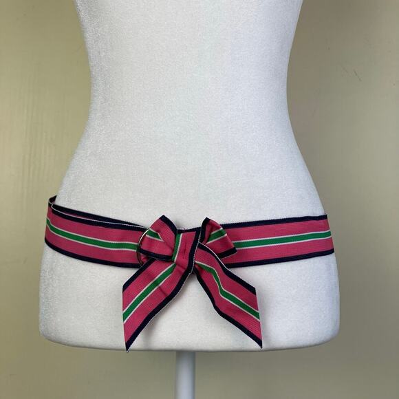 Womens Preppy Grosgrain Band Belt with Large Bow Pink Navy Green Y2K Barbie S/M - Picture 1 of 10